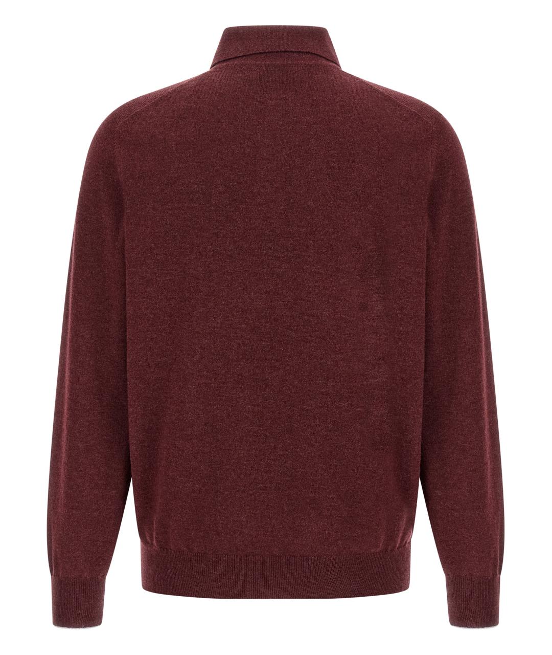 BRUNELLO CUCINELLI Бордовый кашемировый джемпер / свитер, фото 2