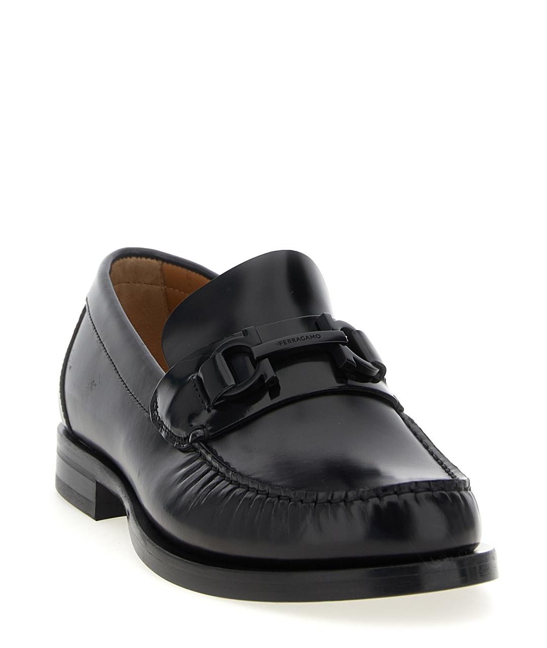 FERRAGAMO Черные кожаные лоферы, фото 2