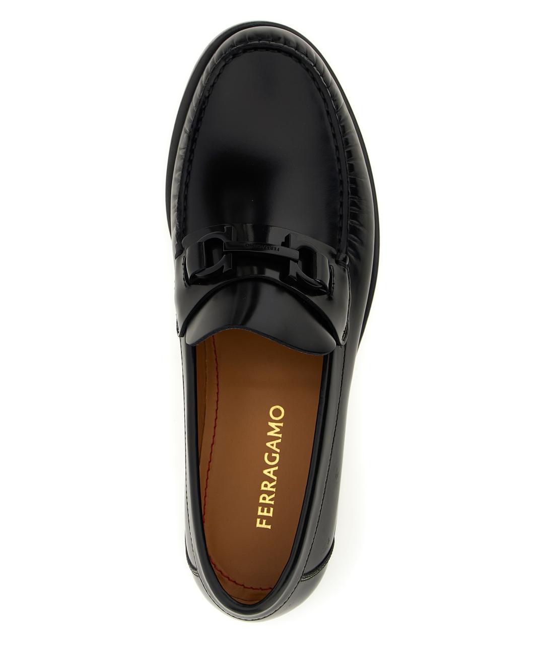 FERRAGAMO Черные кожаные лоферы, фото 4