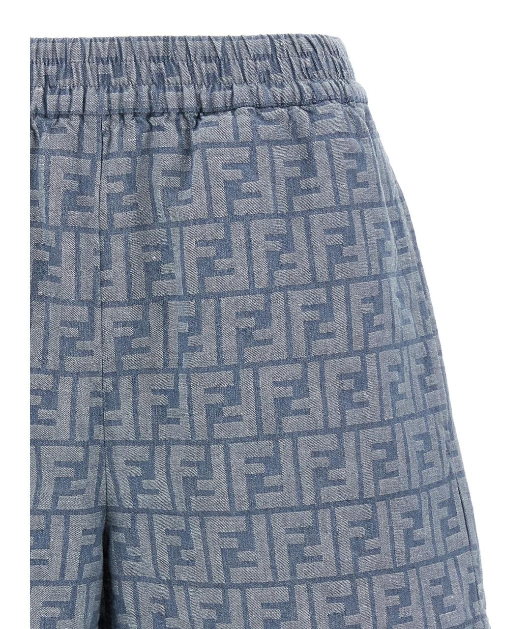 FENDI Синие хлопковые шорты, фото 3
