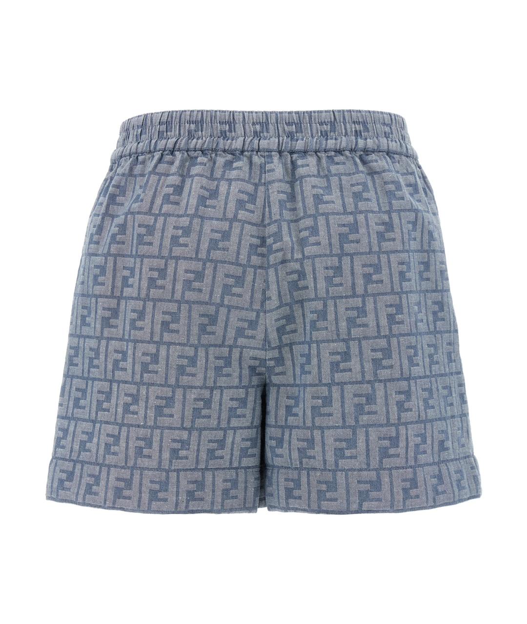 FENDI Синие хлопковые шорты, фото 2