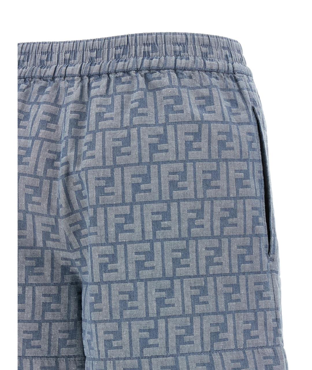 FENDI Синие хлопковые шорты, фото 4