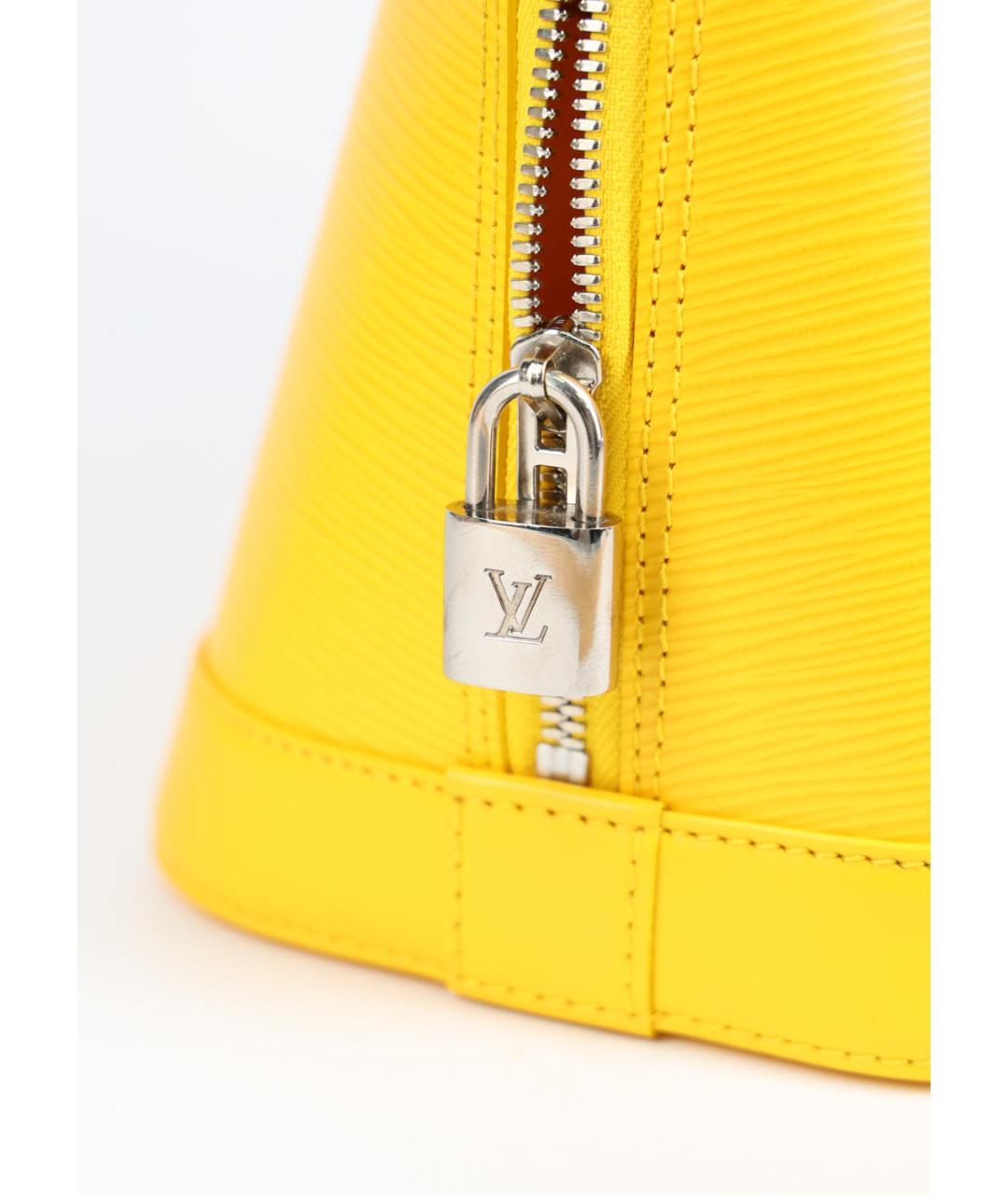 LOUIS VUITTON Желтая кожаная сумка с короткими ручками, фото 5