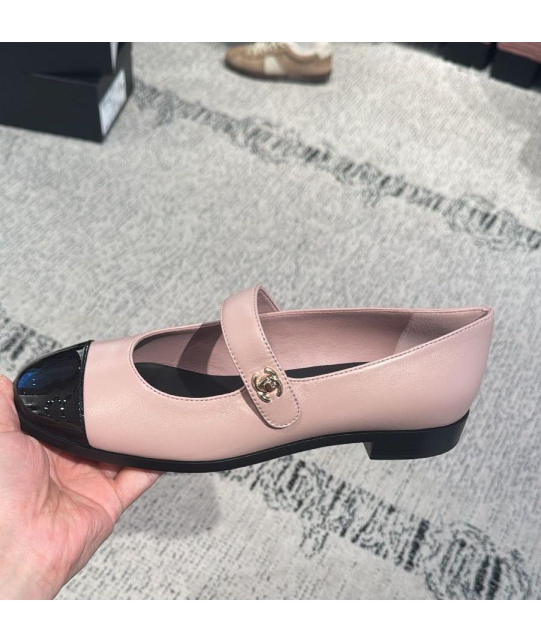 CHANEL Розовые кожаные балетки, фото 3