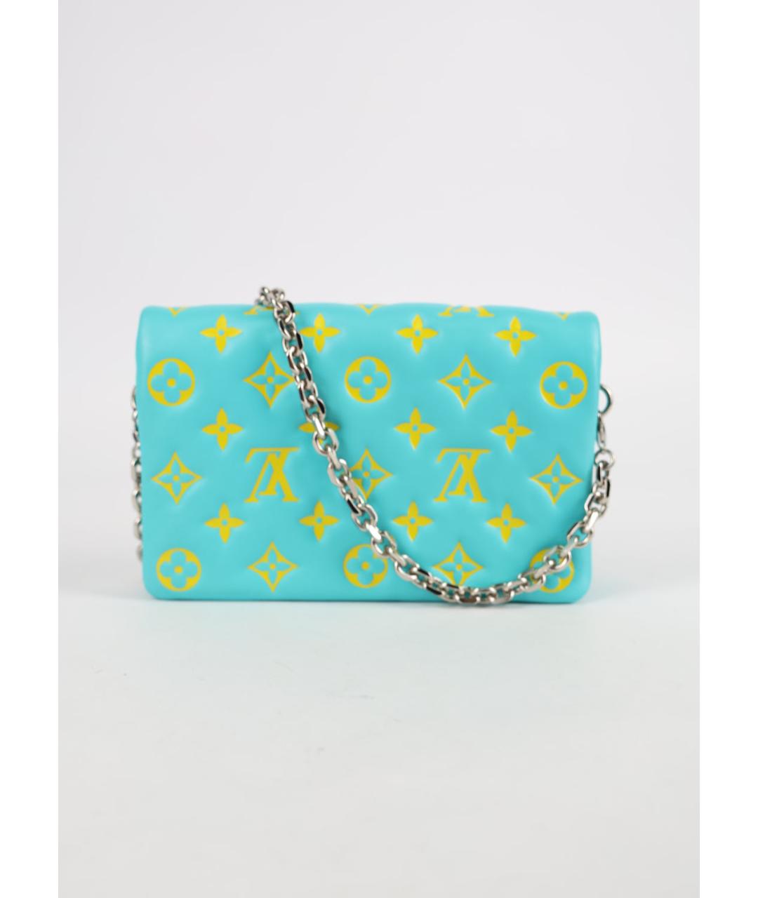 LOUIS VUITTON Голубая кожаная сумка через плечо, фото 3