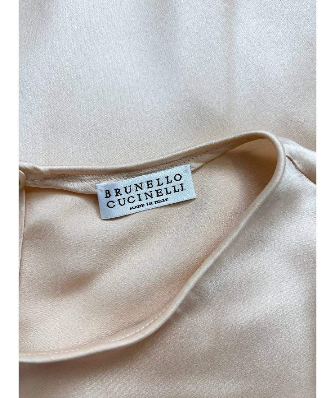 BRUNELLO CUCINELLI Бежевая шелковая блузы, фото 3