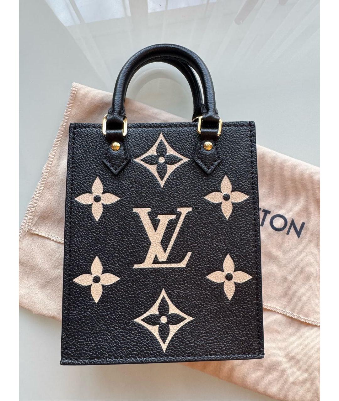LOUIS VUITTON Черная кожаная сумка тоут, фото 7
