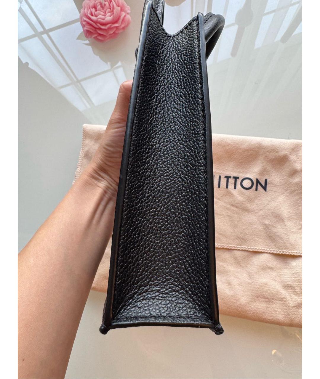 LOUIS VUITTON Черная кожаная сумка тоут, фото 6