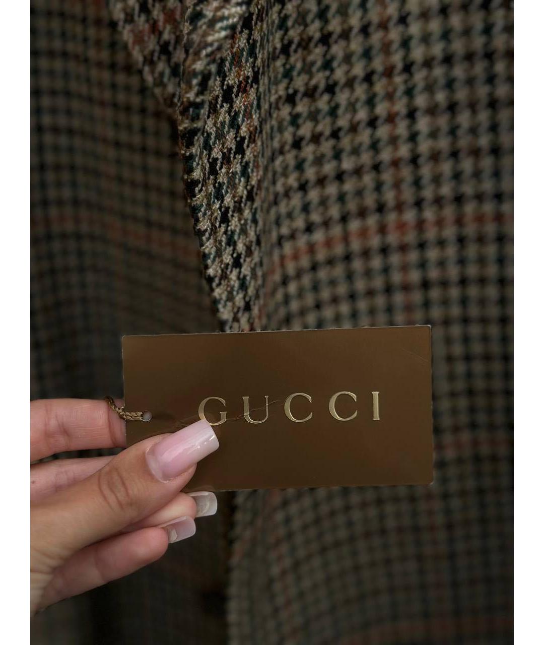 GUCCI Коричневое шерстяное пальто, фото 6