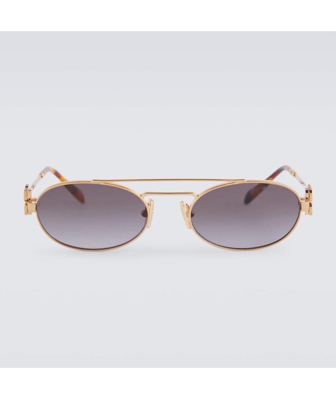MIU MIU Золотые металлические солнцезащитные очки, фото 4