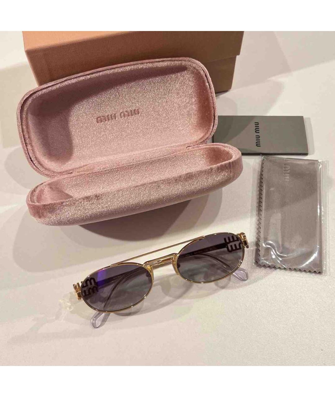 MIU MIU Золотые металлические солнцезащитные очки, фото 3