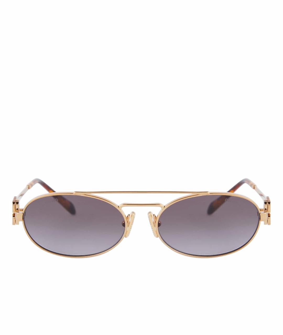 MIU MIU Золотые металлические солнцезащитные очки, фото 1