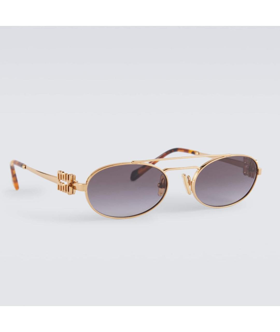 MIU MIU Золотые металлические солнцезащитные очки, фото 2