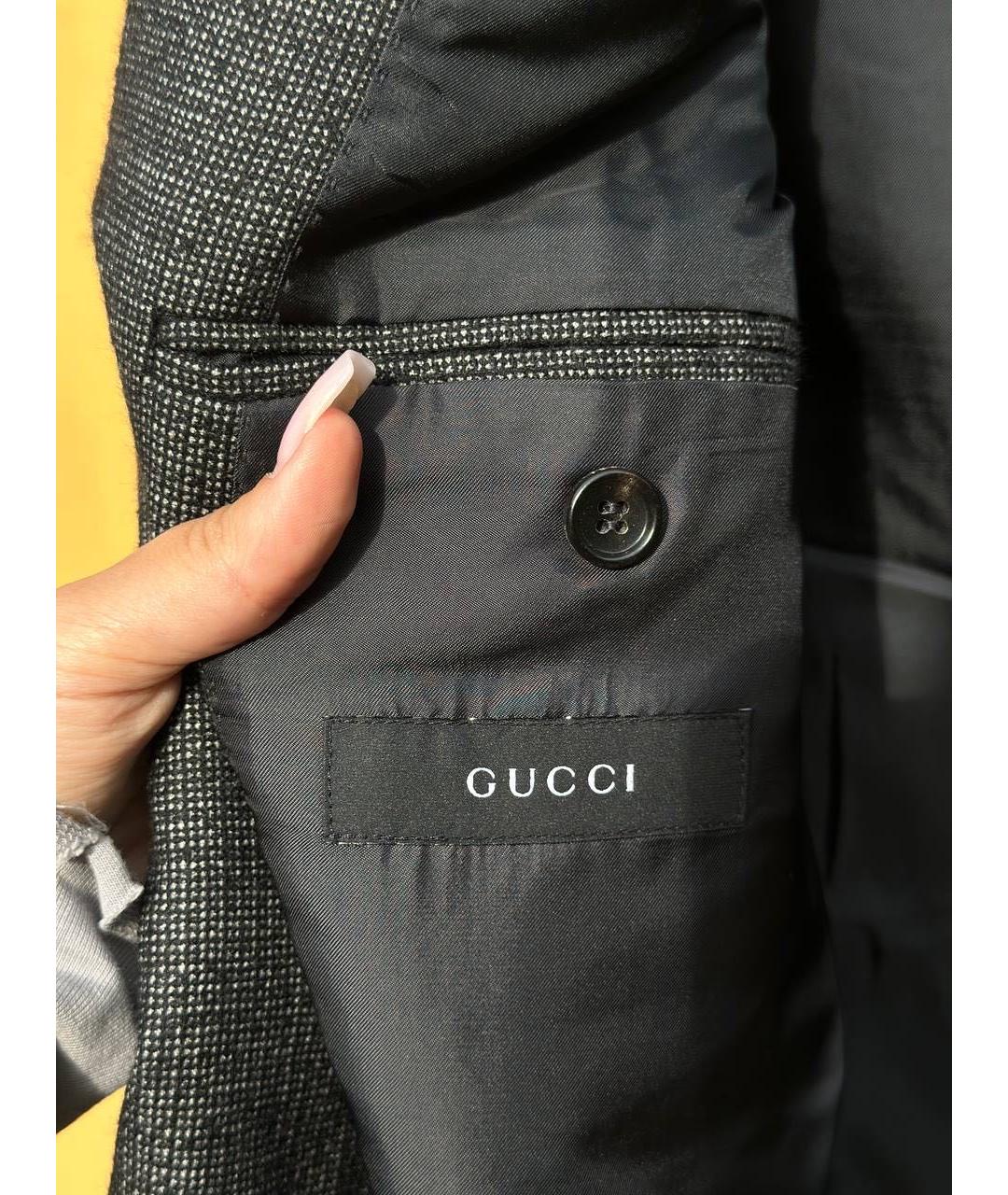 GUCCI Антрацитовый шерстяной пиджак, фото 7