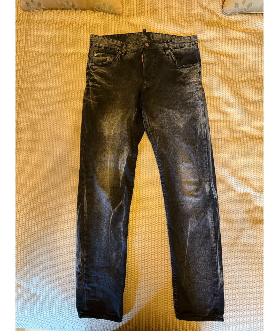 DSQUARED2 Антрацитовые хлопко-эластановые прямые джинсы, фото 9