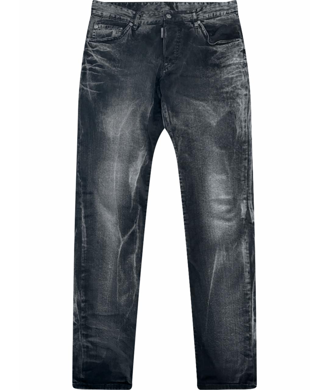 DSQUARED2 Антрацитовые хлопко-эластановые прямые джинсы, фото 1