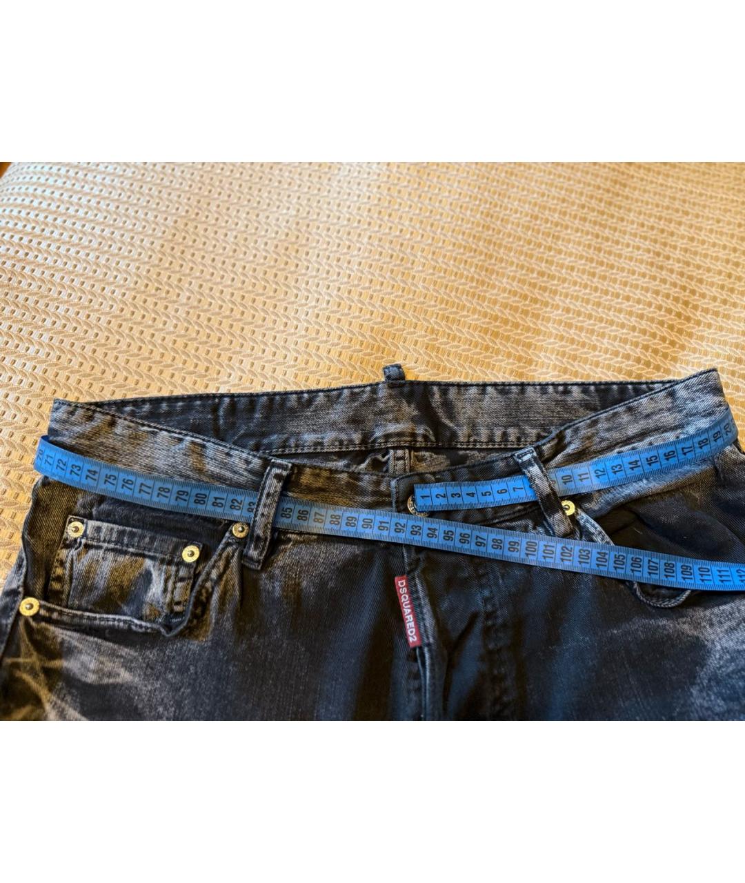 DSQUARED2 Антрацитовые хлопко-эластановые прямые джинсы, фото 6