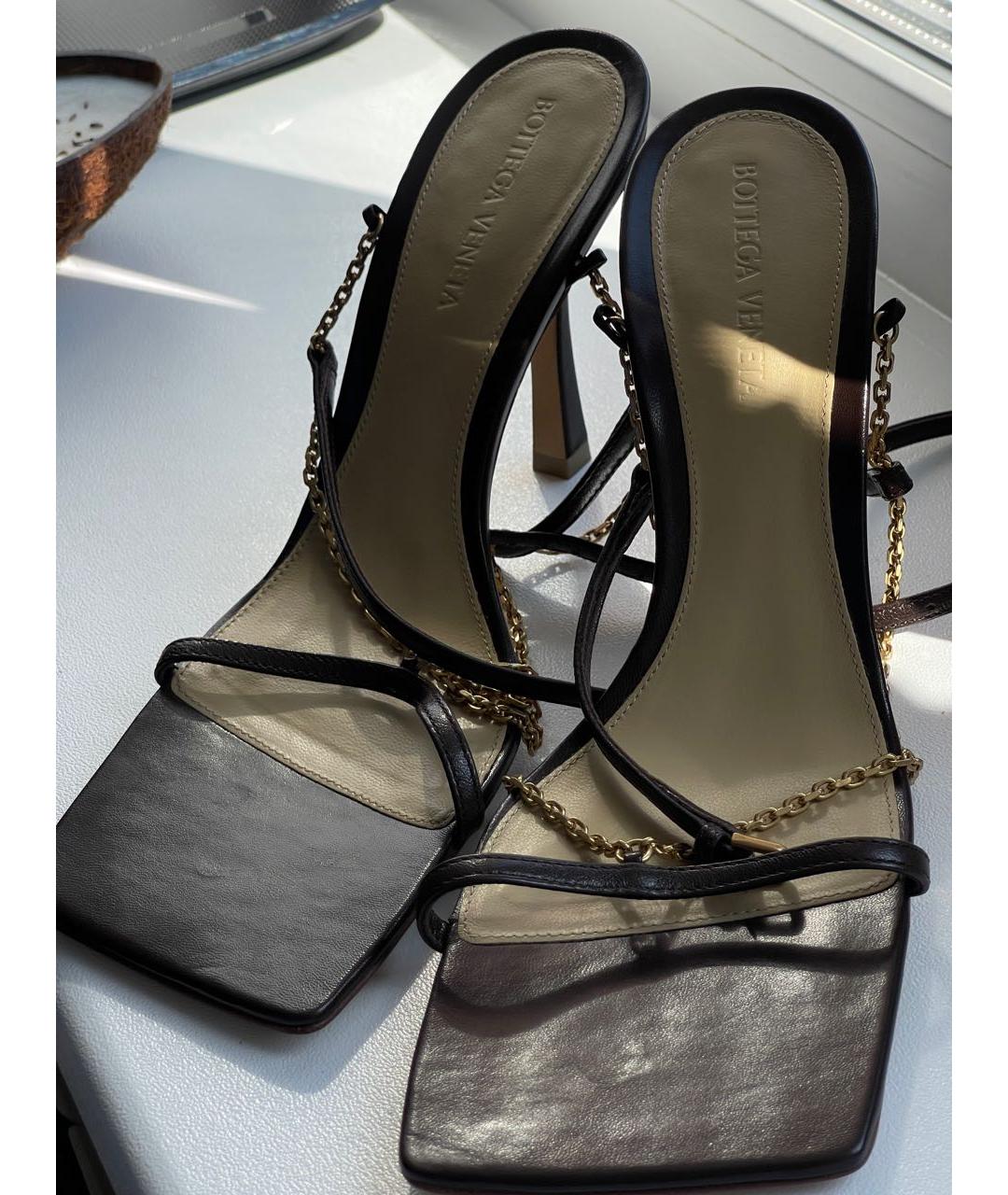 BOTTEGA VENETA Коричневые кожаные босоножки, фото 2