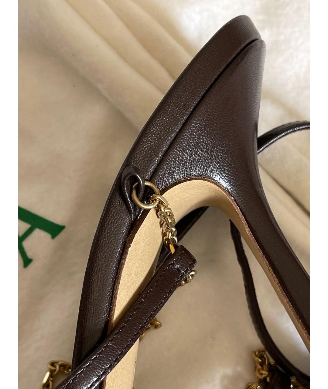 BOTTEGA VENETA Коричневые кожаные босоножки, фото 5