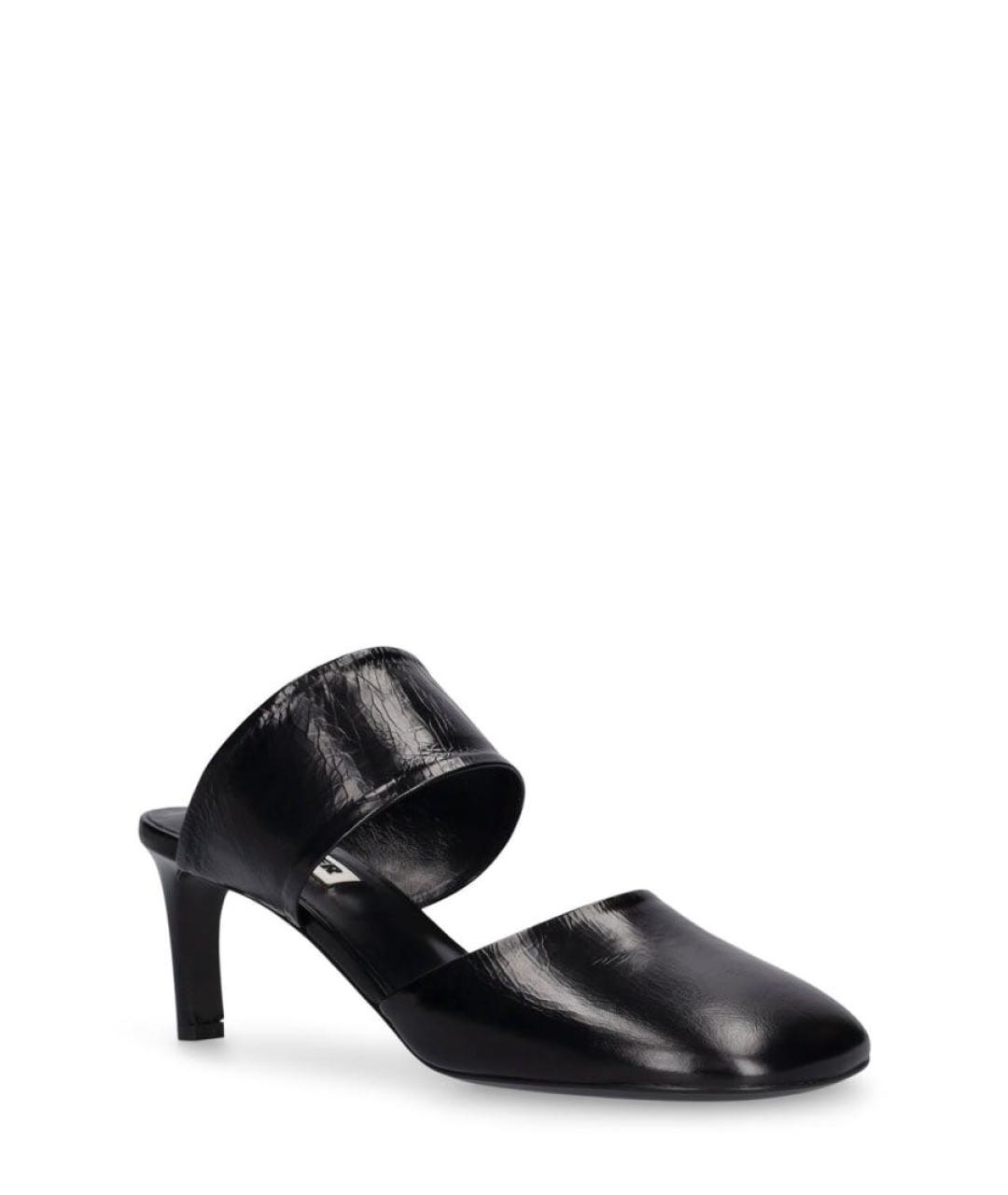 JIL SANDER Черные кожаные мюли, фото 2