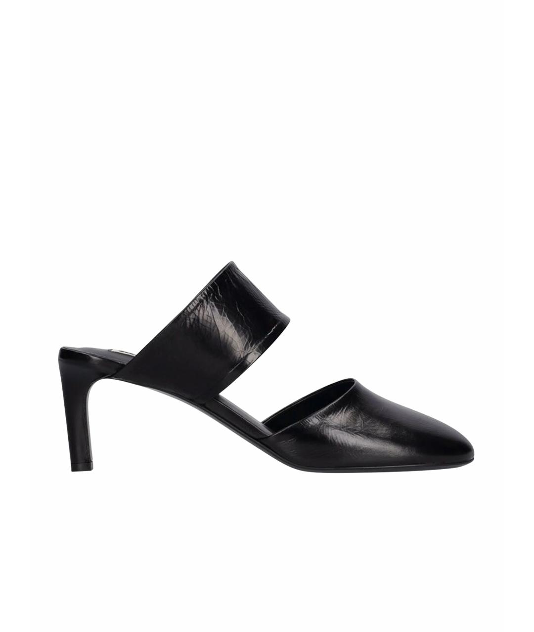 JIL SANDER Черные кожаные мюли, фото 1