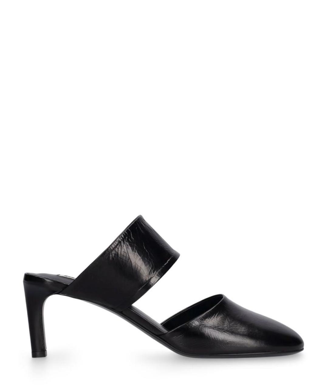 JIL SANDER Черные кожаные мюли, фото 5