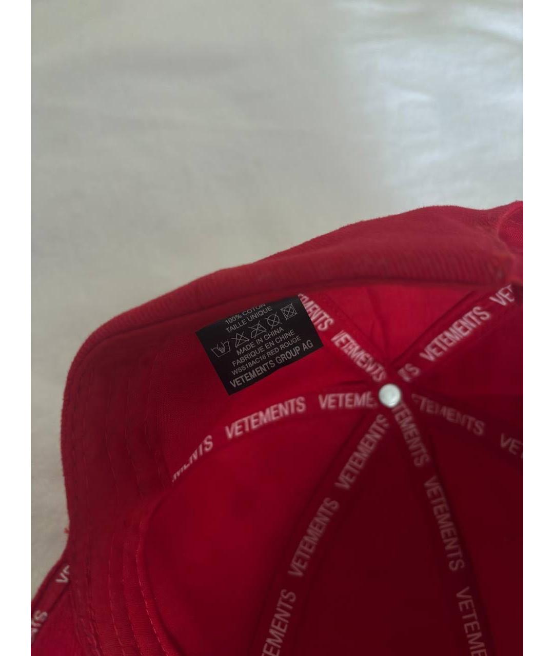 VETEMENTS Красная хлопковая кепка, фото 5
