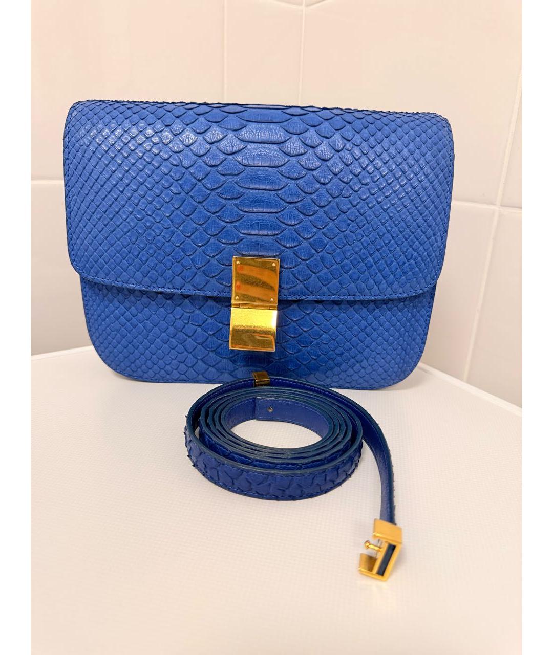 CELINE Синяя сумка через плечо из экзотической кожи, фото 5