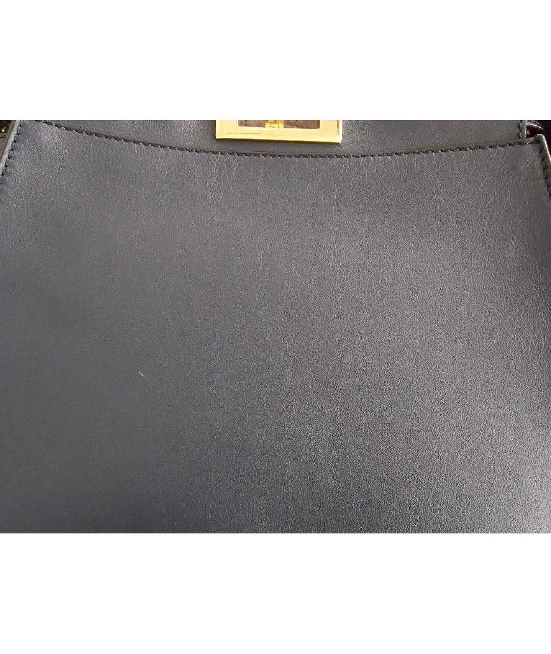 FENDI Темно-синяя кожаная сумка с короткими ручками, фото 8
