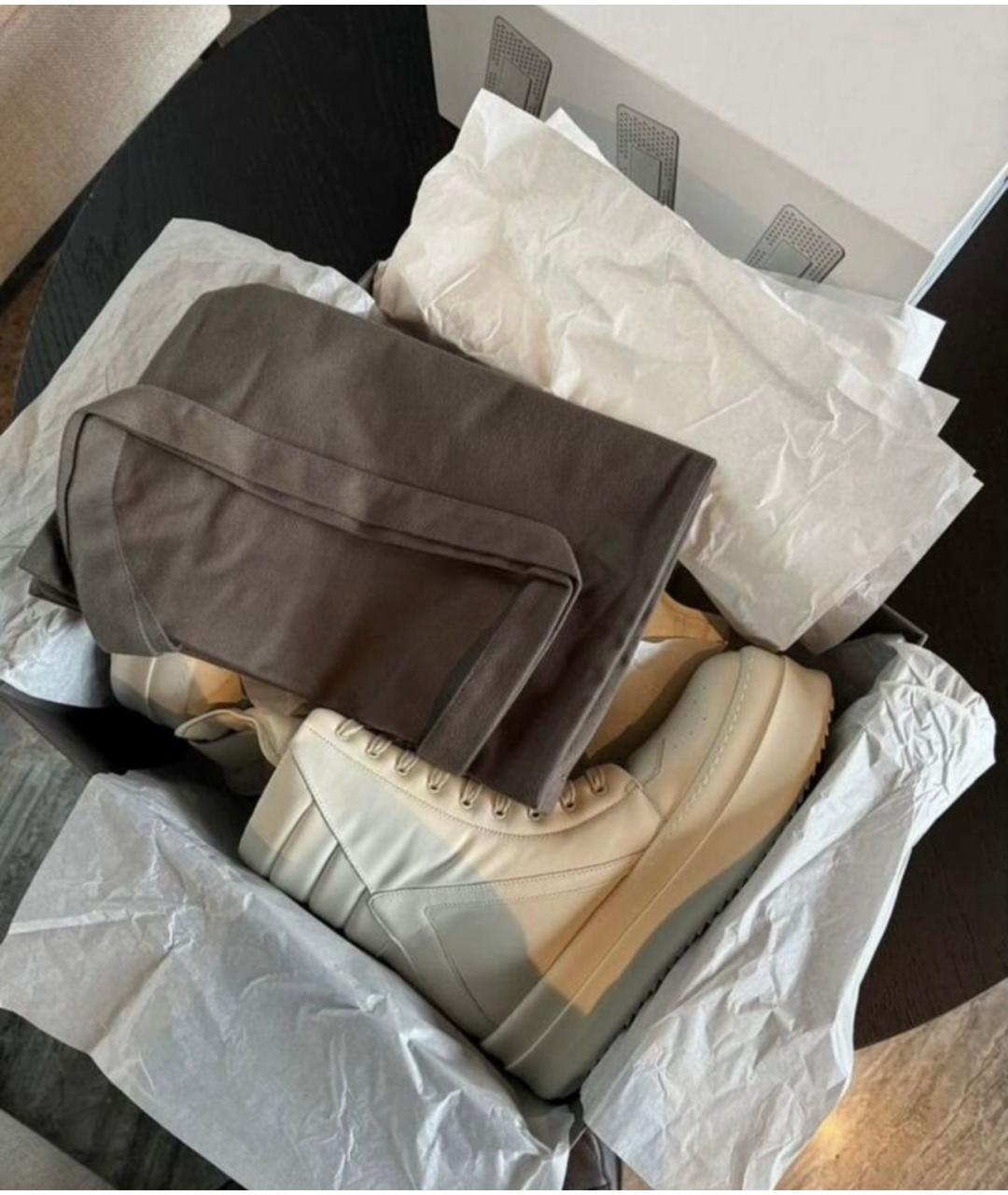 RICK OWENS Белые кожаные высокие ботинки, фото 4