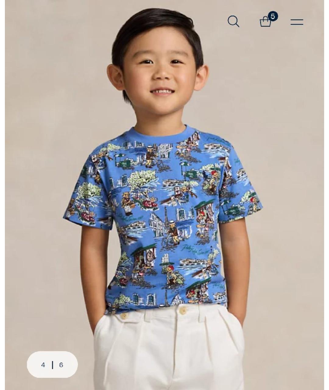 RALPH LAUREN KIDS Мульти хлопковая детская футболка, фото 7