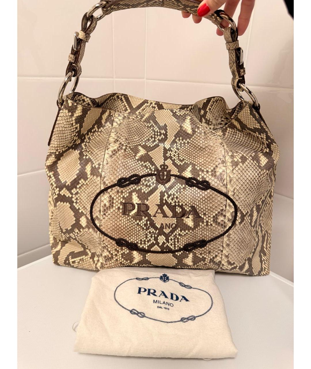 PRADA Коричневая сумка тоут из экзотической кожи, фото 2
