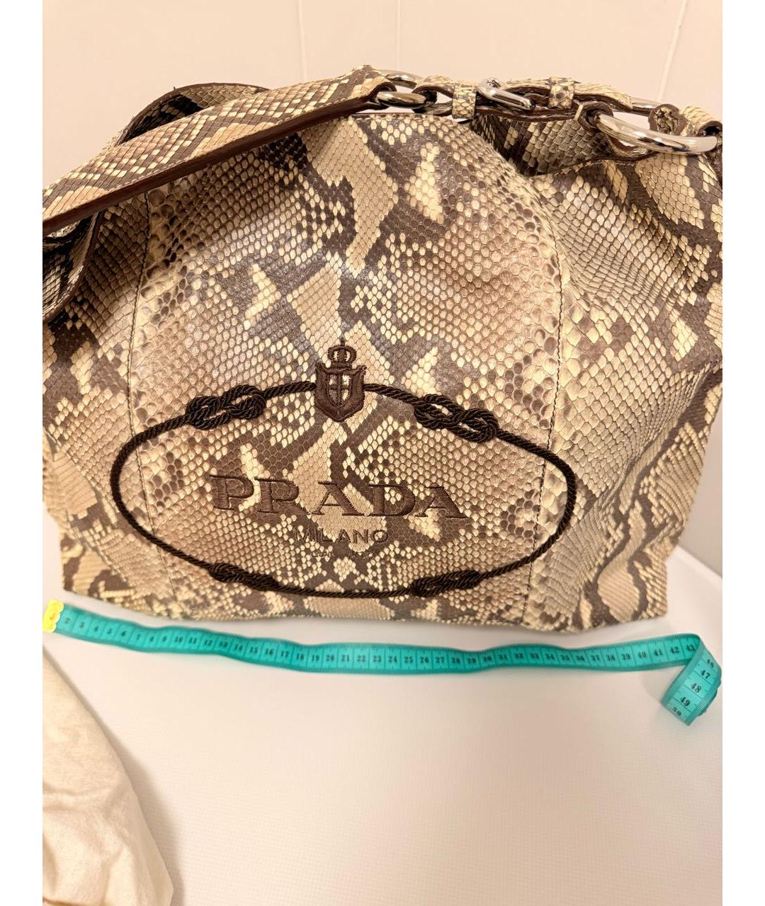 PRADA Коричневая сумка тоут из экзотической кожи, фото 7