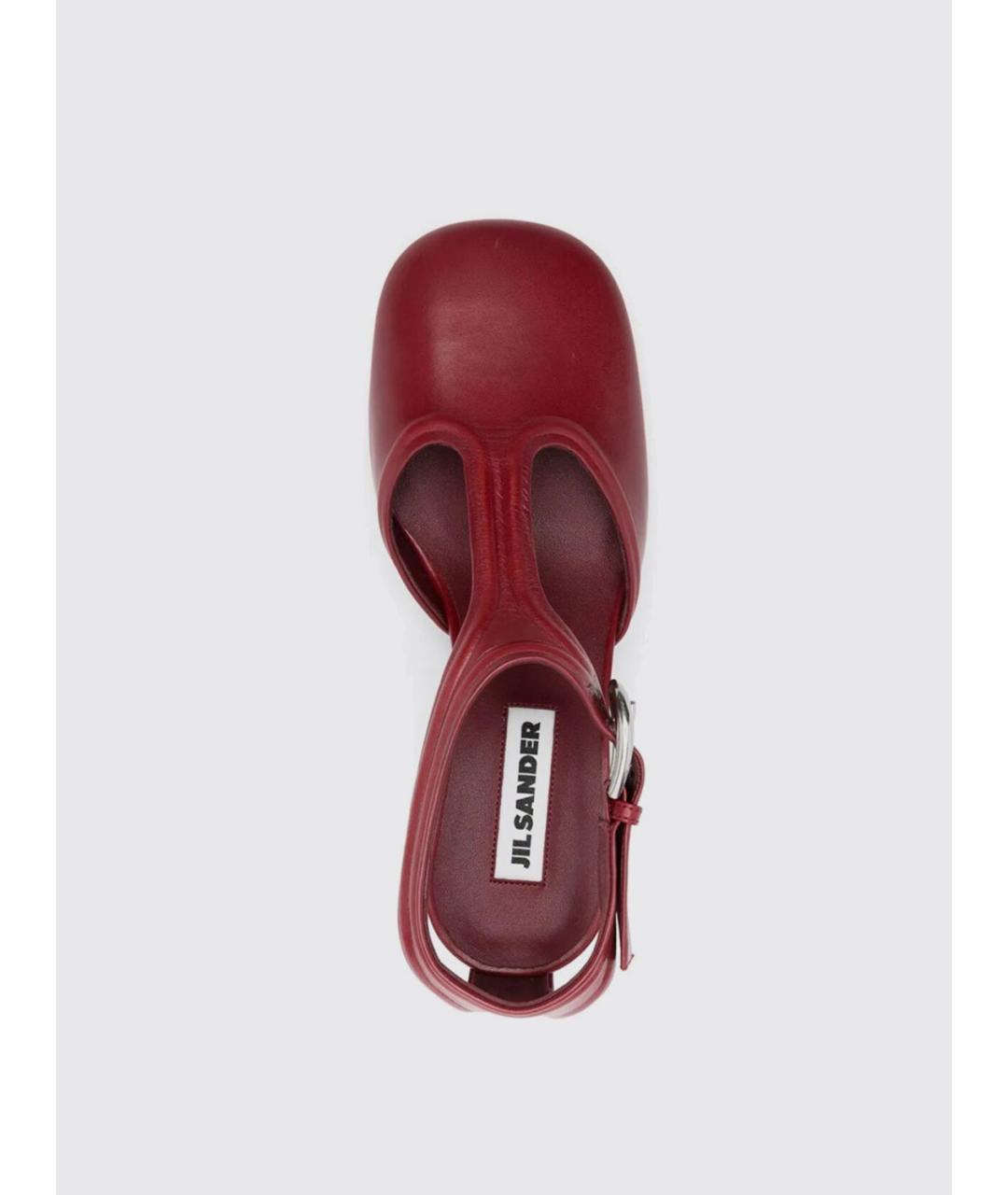 JIL SANDER Красные кожаные туфли, фото 4