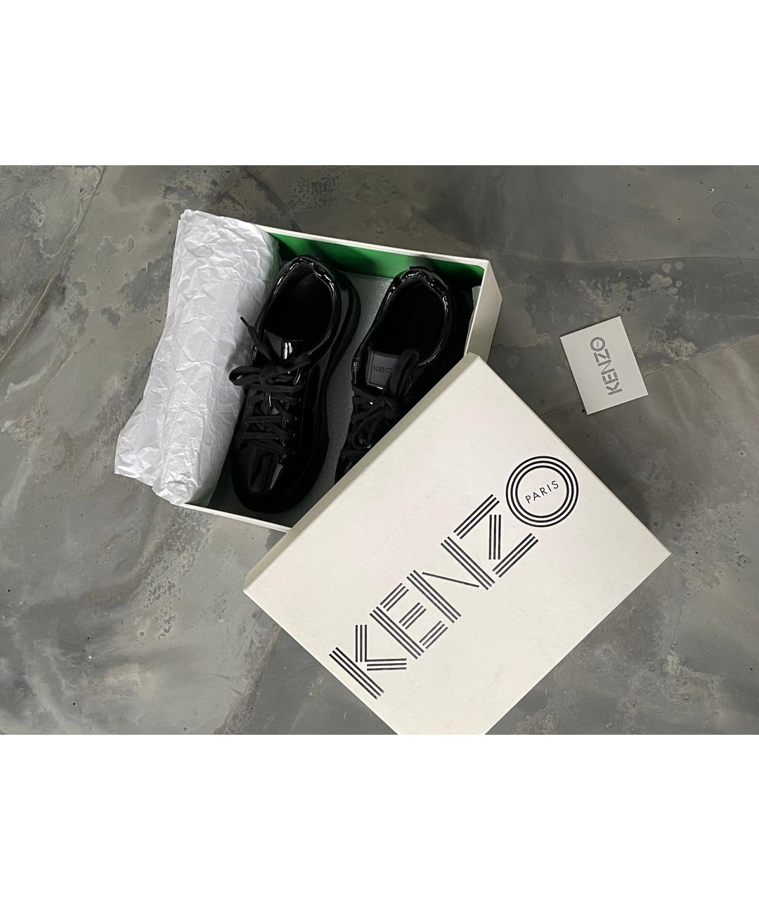 KENZO Черные кеды из лакированной кожи, фото 2