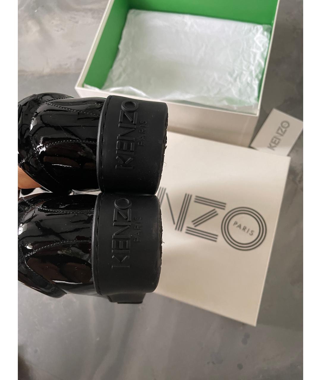 KENZO Черные кеды из лакированной кожи, фото 8