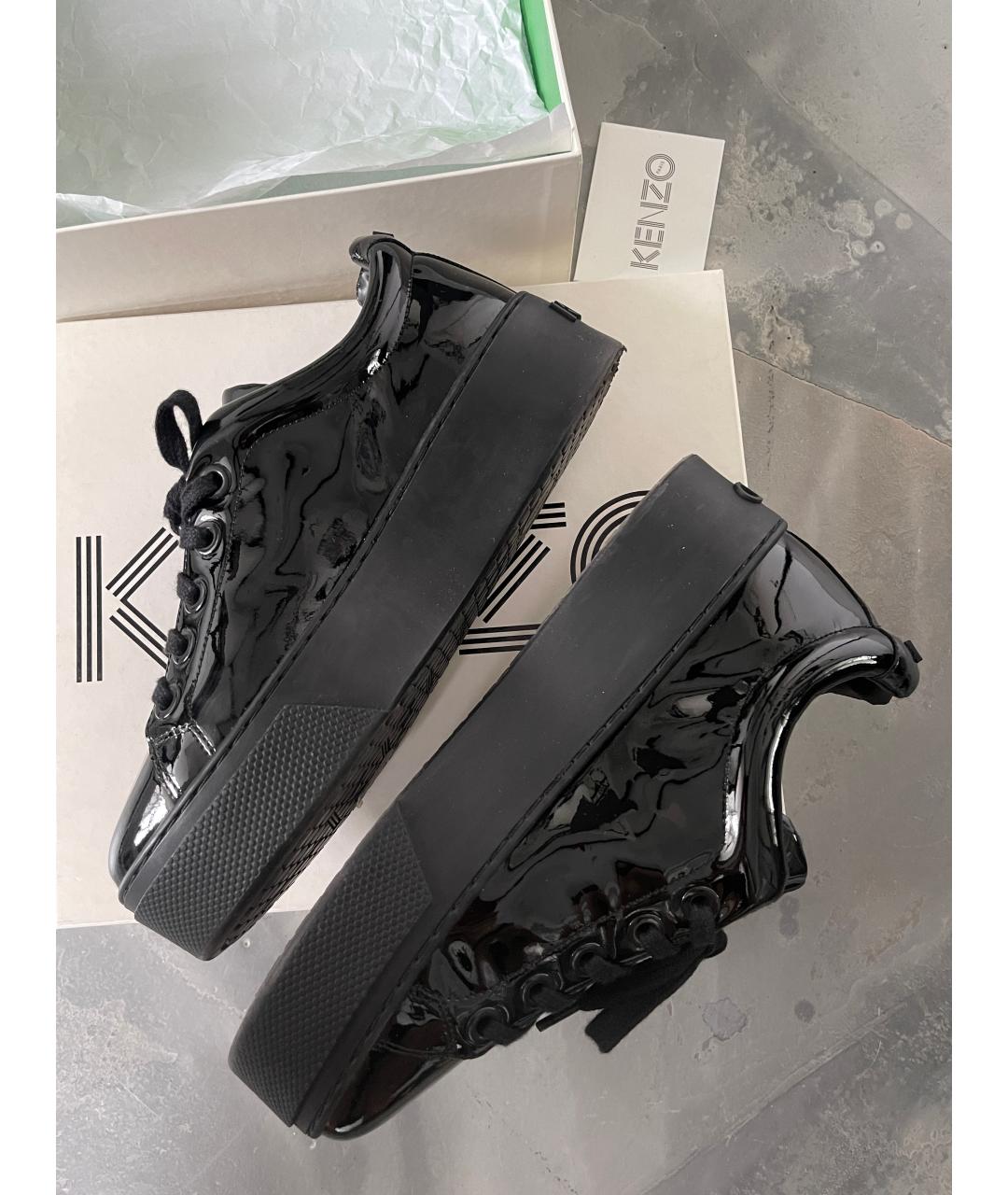 KENZO Черные кеды из лакированной кожи, фото 5