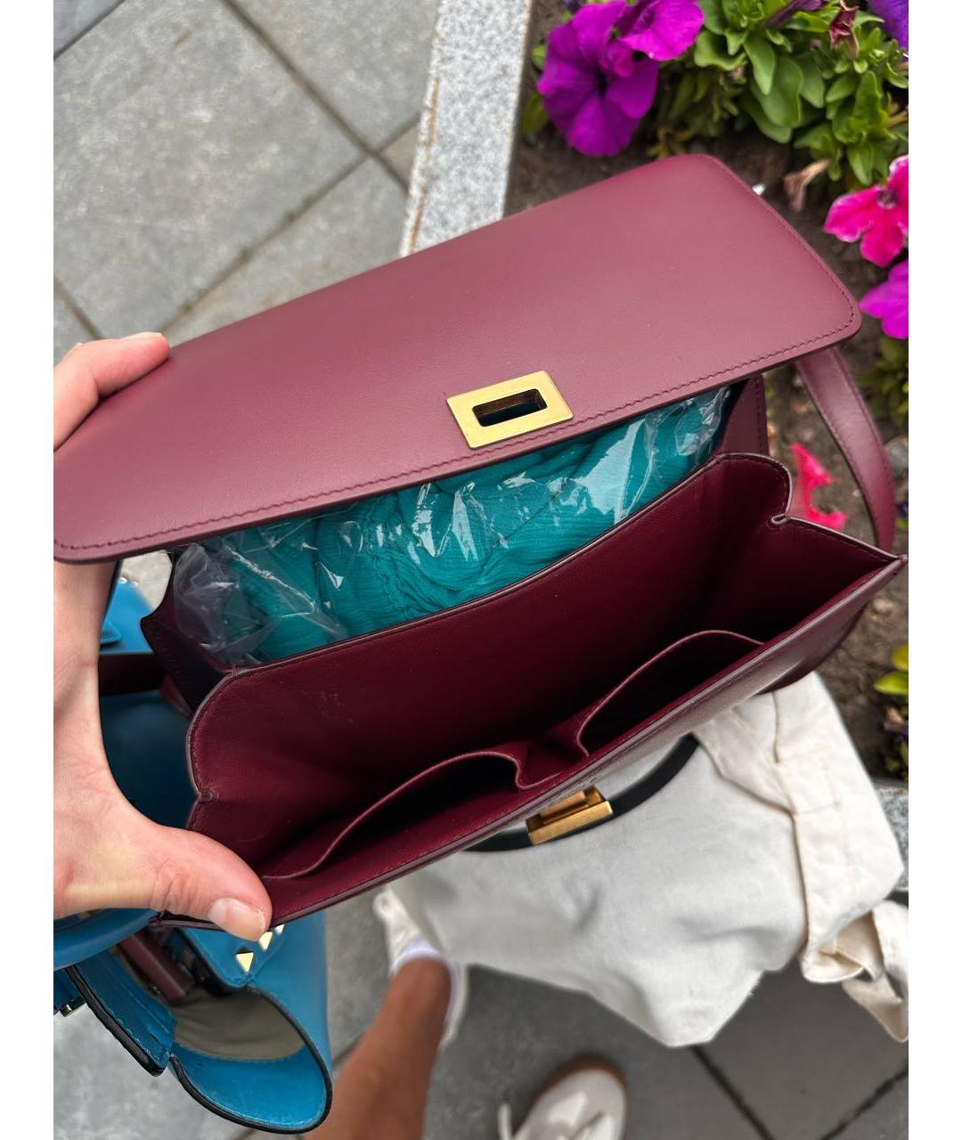 CELINE Бордовая кожаная сумка через плечо, фото 2