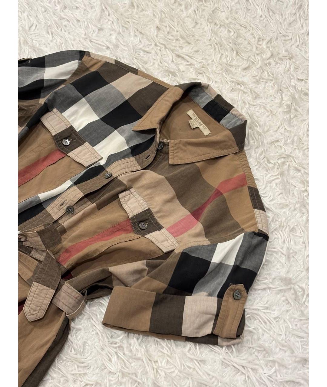 BURBERRY Коричневое хлопковое повседневное платье, фото 2