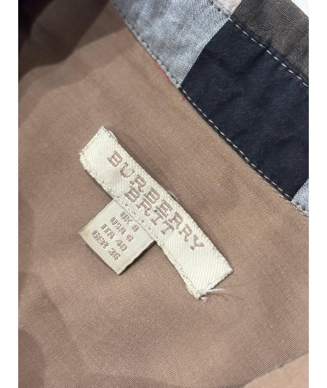 BURBERRY Коричневое хлопковое повседневное платье, фото 5
