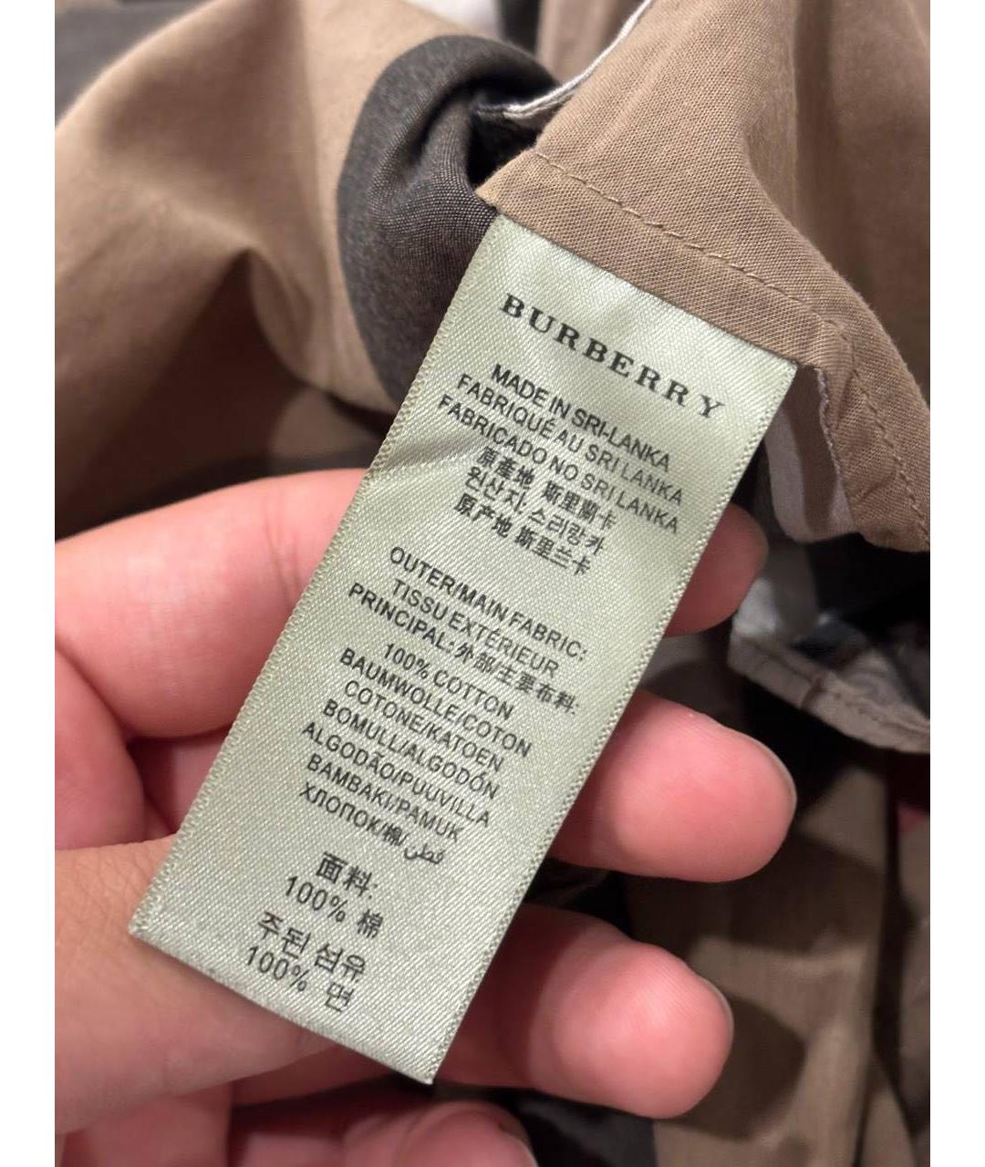 BURBERRY Коричневое хлопковое повседневное платье, фото 7