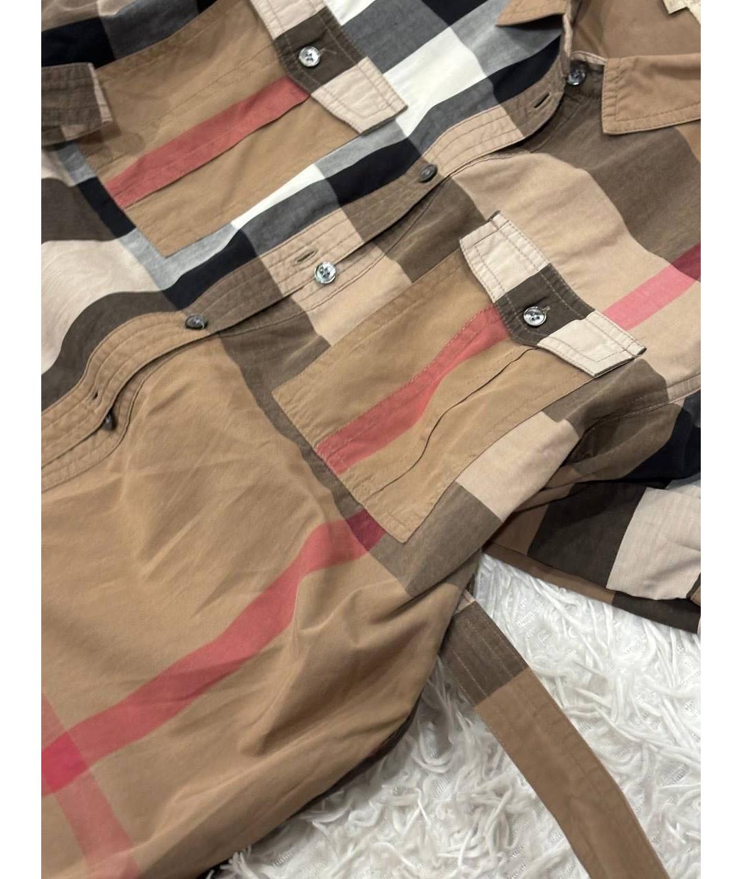 BURBERRY Коричневое хлопковое повседневное платье, фото 3