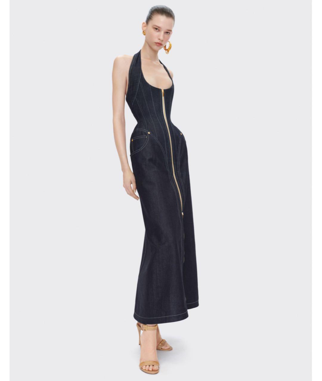 SCHIAPARELLI Темно-синее хлопковое вечернее платье, фото 2