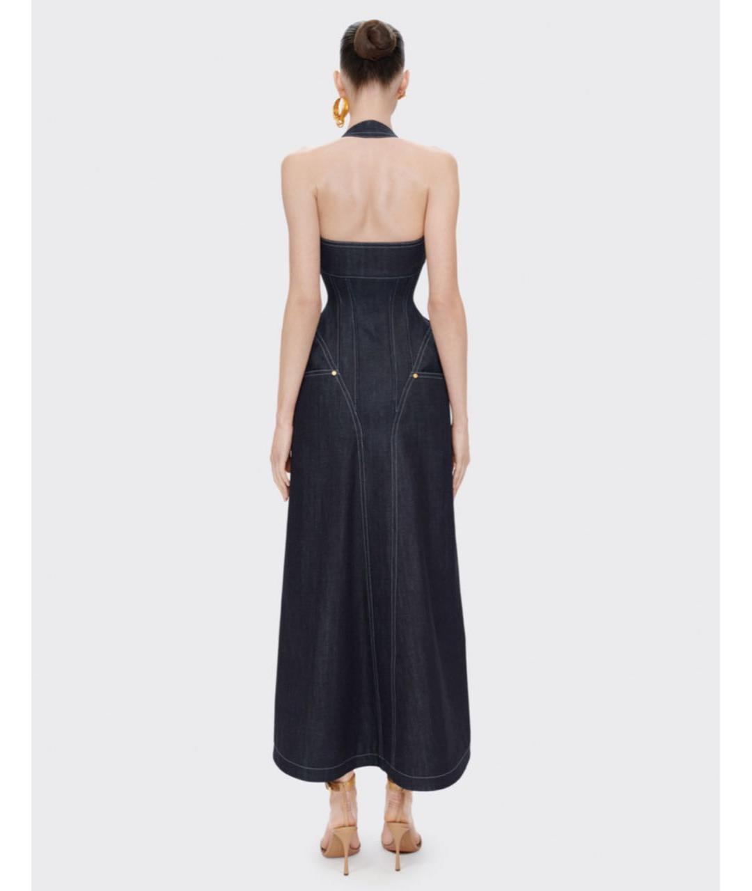SCHIAPARELLI Темно-синее хлопковое вечернее платье, фото 5