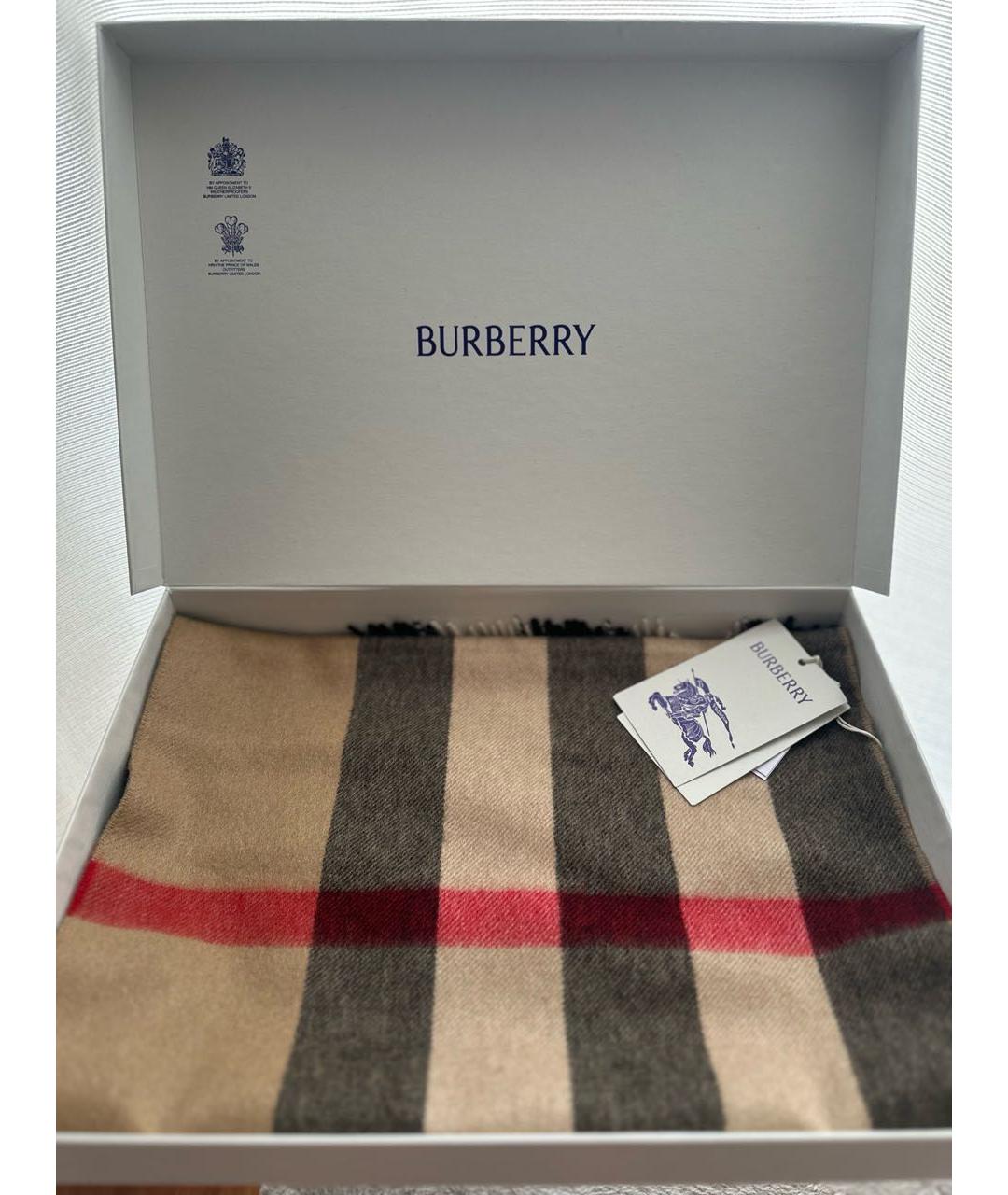 BURBERRY Бежевый кашемировый шарф, фото 2