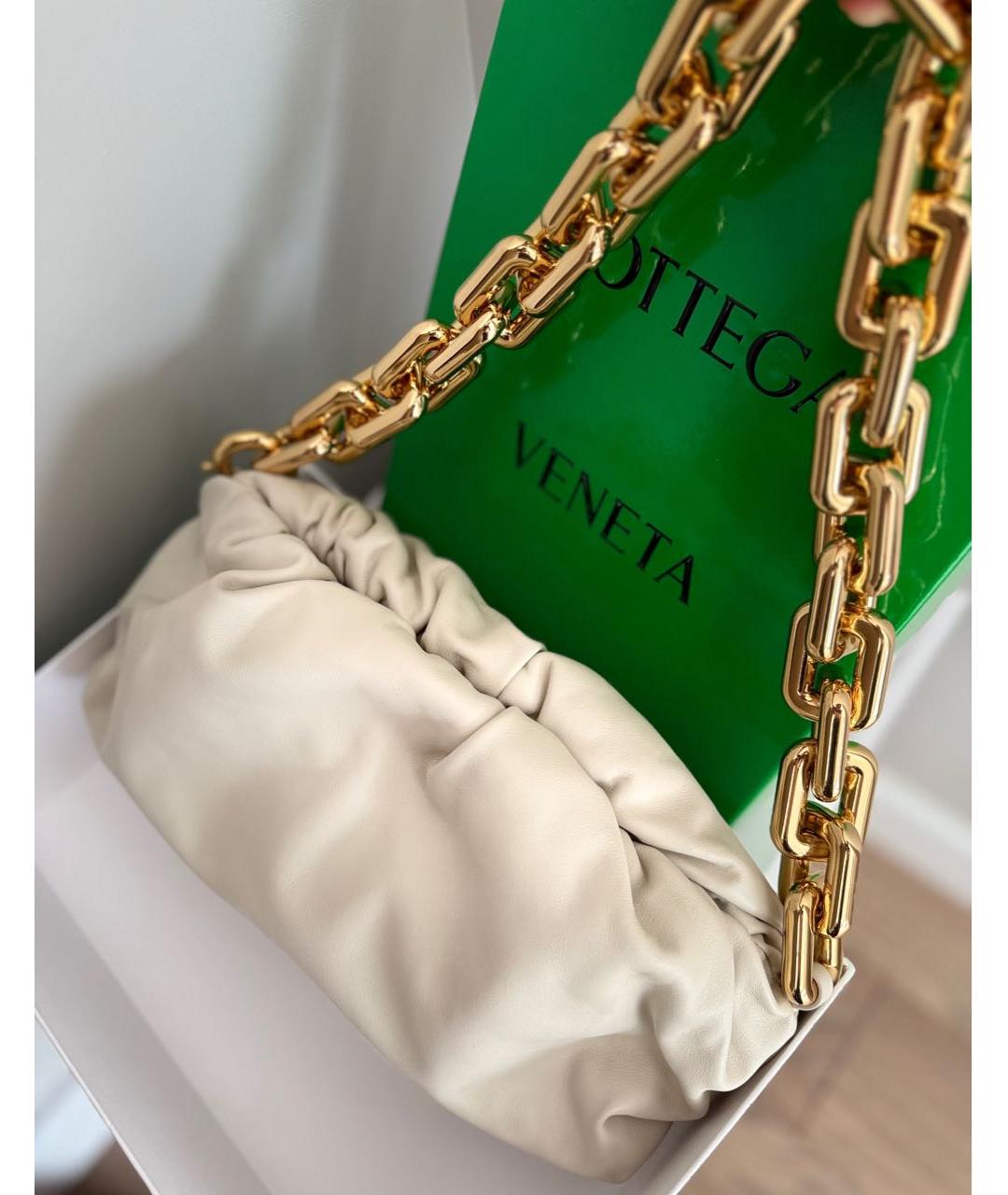BOTTEGA VENETA Белая кожаная сумка с короткими ручками, фото 2