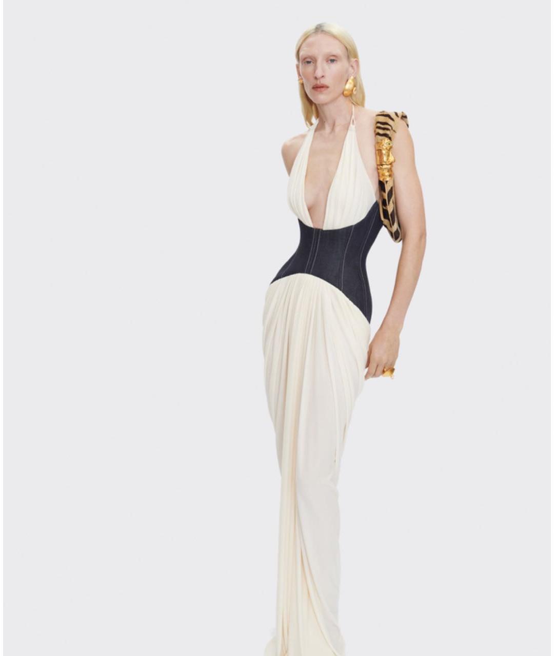 SCHIAPARELLI Бежевое вискозное вечернее платье, фото 2
