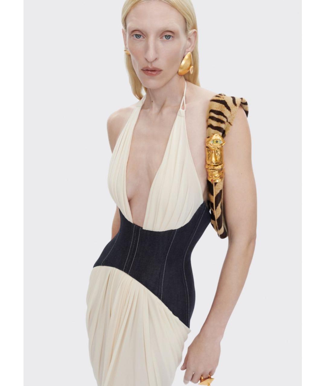 SCHIAPARELLI Бежевое вискозное вечернее платье, фото 3