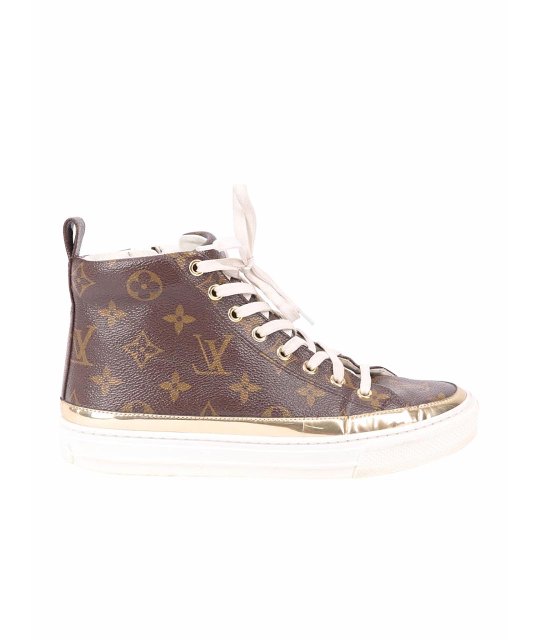 LOUIS VUITTON Коричневые кожаные кеды, фото 1
