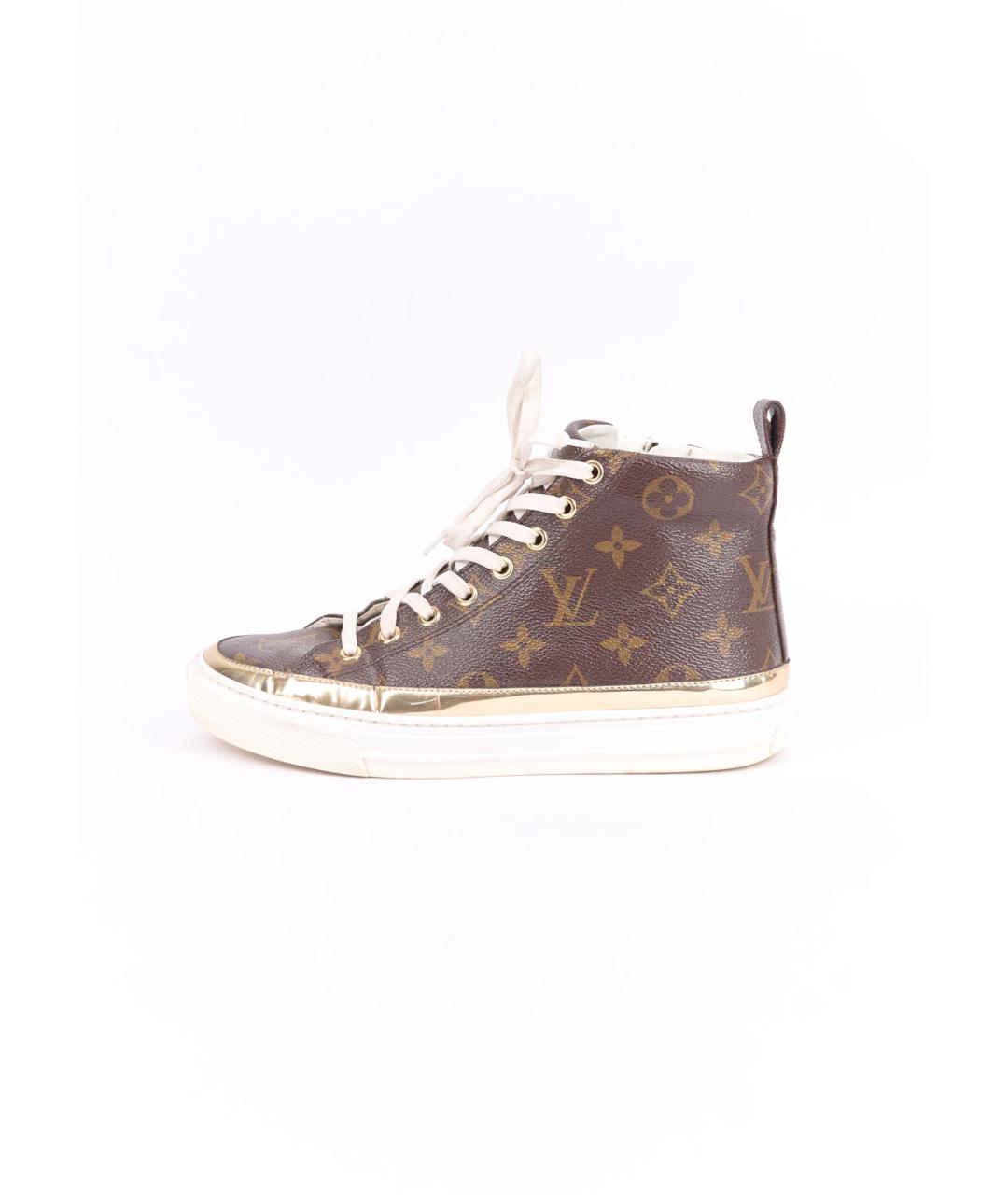 LOUIS VUITTON Коричневые кожаные кеды, фото 6